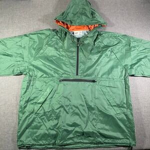 GAP Men's Green Pullover Anorak Hoodie Jacket with Orange Lining Size L